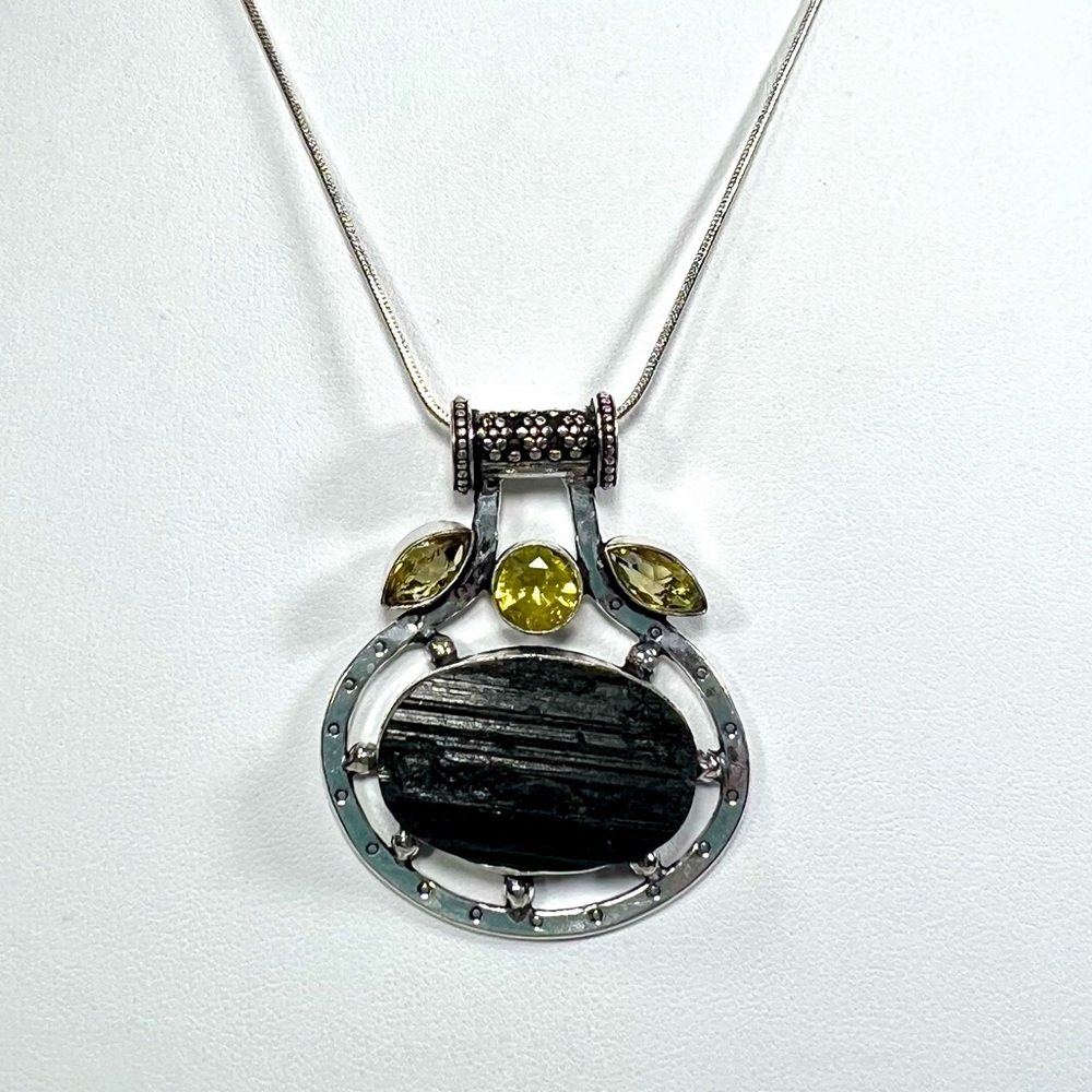 Black Tourmaline 925 Gemstone Pendant